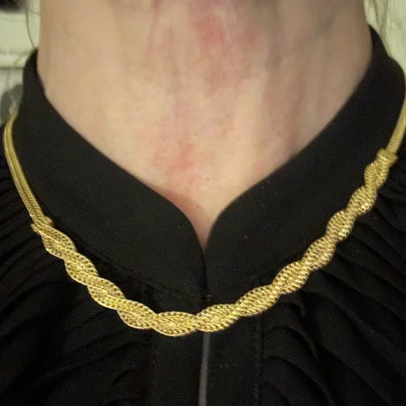 NEW SOLID 10K YG Necklace Yellow Gold Double Curb Link Braided Design Chain 10k - Picture 2 of 15